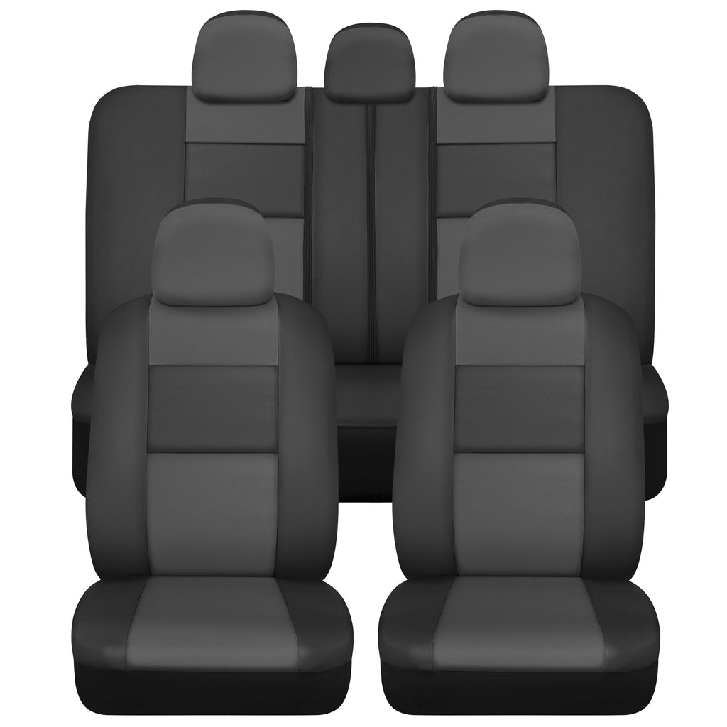 BDK Faux Croc Skin Front Seat Covers and Rear Split Bench Seat Covers - Charcoal