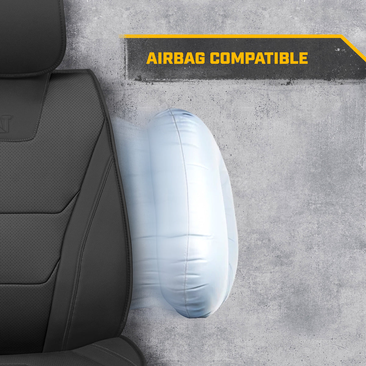 CAT® Edge Deluxe Car Seat Covers for Front Seats - Premium Two-Tone Faux Leather Seat Covers for Cars with Universal Fit, Rugged Automotive Seat Covers for Trucks, Interior Seat Covers for SUV