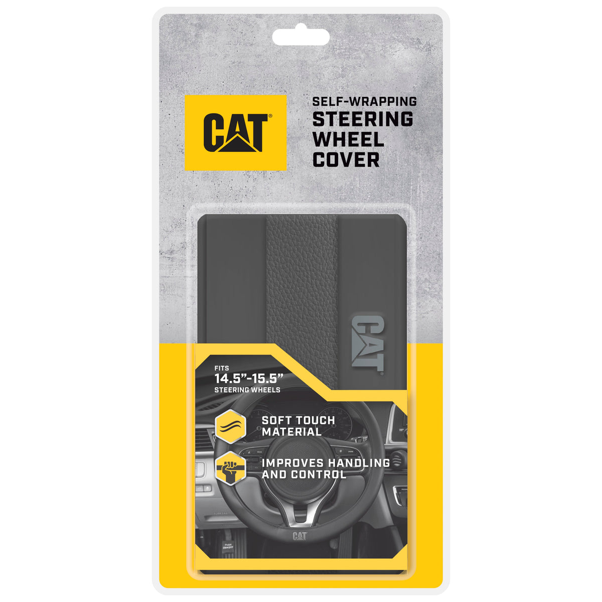 CAT EasyWrap Faux Leather Steering Wheel Cover (Fits 14.5" - 15.5")