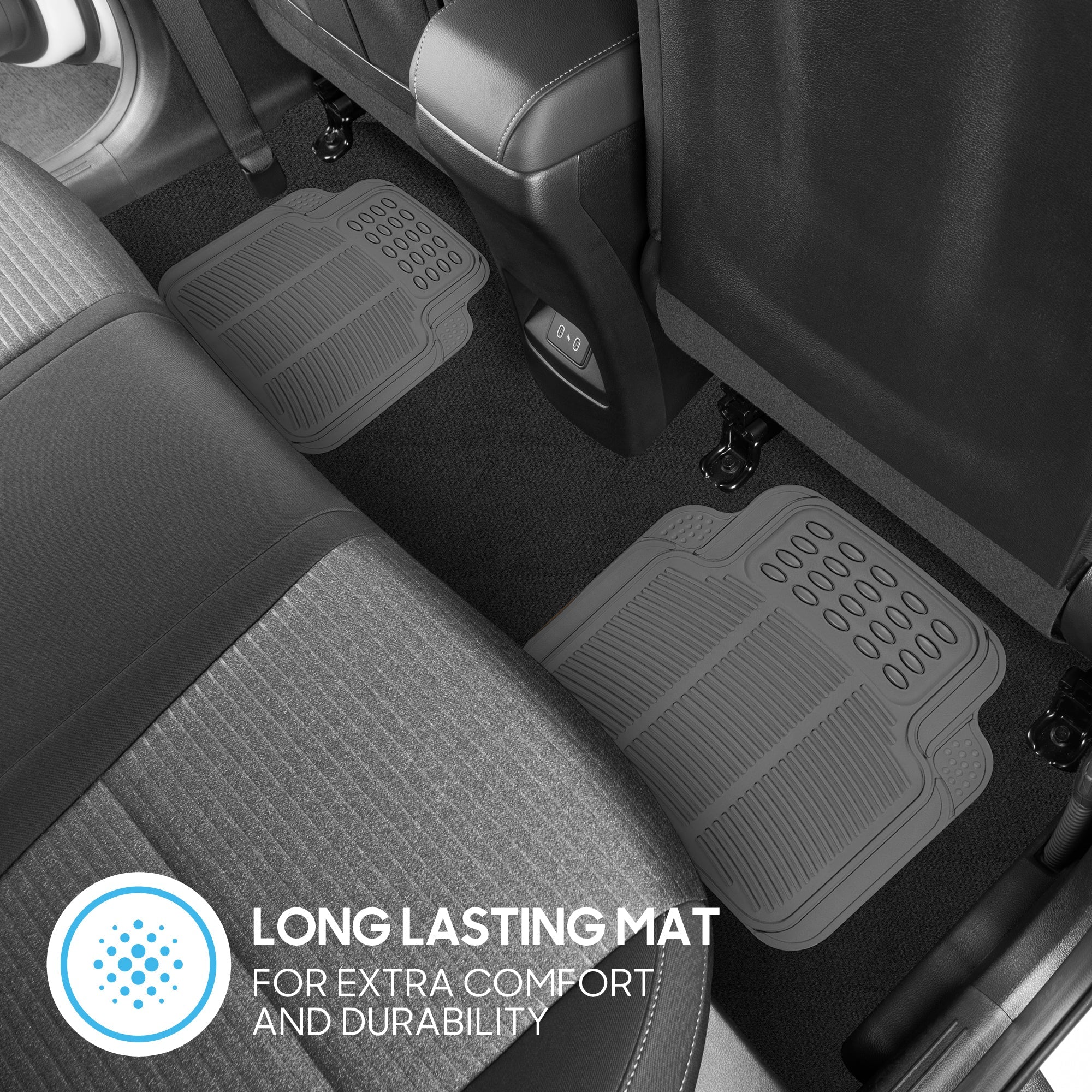BDK 4-Piece Cushioned Grip Pad Front Floor Mats and Rear Floor Mats - Heavy Duty, All Weather, Trim to Fit