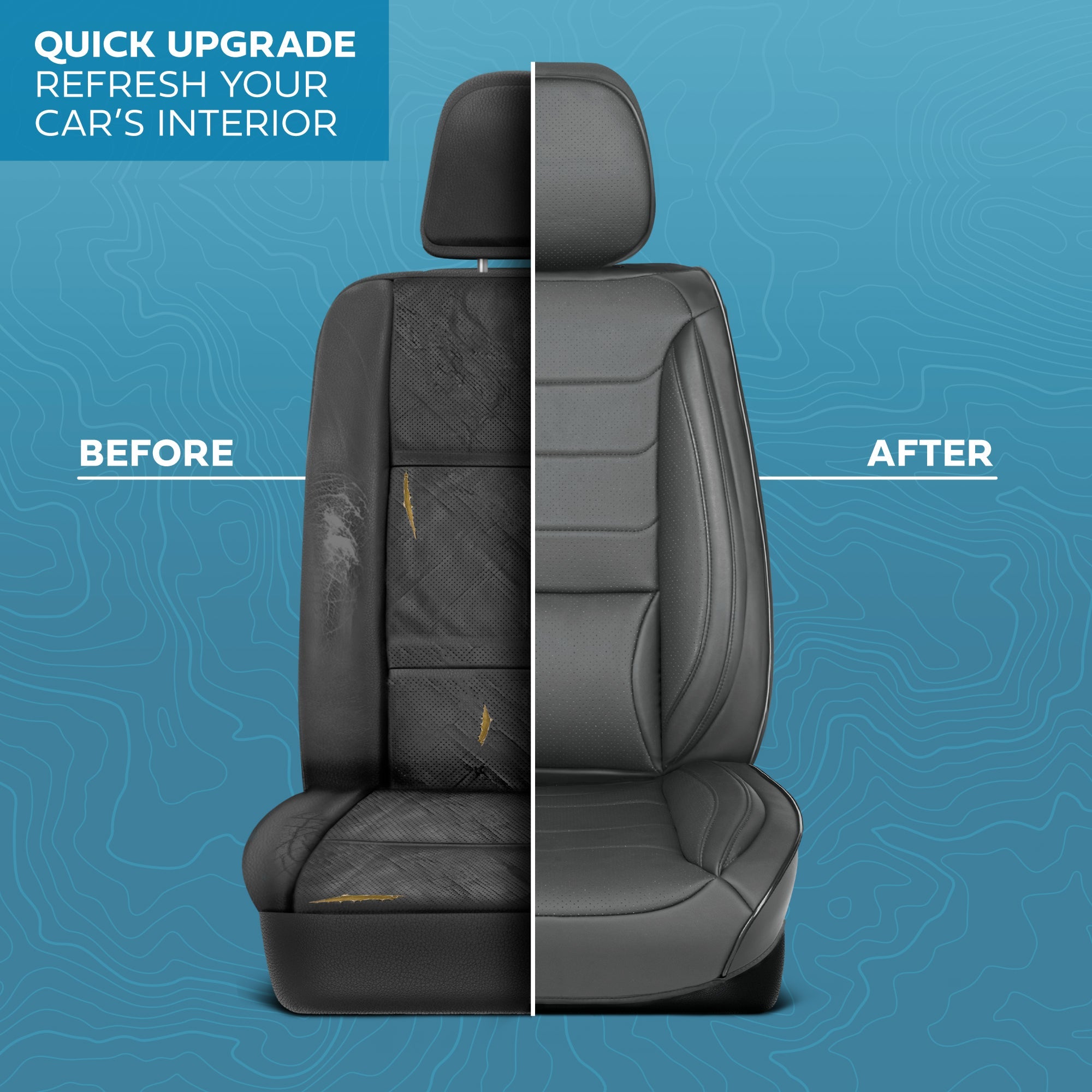 MotorBox Elite Edition Faux Leather Seat Covers for Cars, Trucks, & SUV - 2 Gray Car Seat Covers for Front Seats - Universal Fit Car Accessories Automotive Interior Cover Protector for Most Vehicles