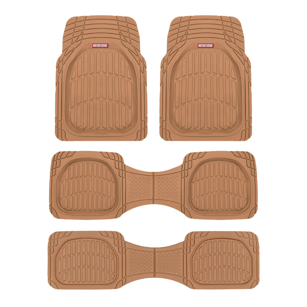 MotorTrend 4-Piece 3-Rows FlexTough Deep Dish Front Floor Mats, Middle Floor Mats, and Rear Floor Mat