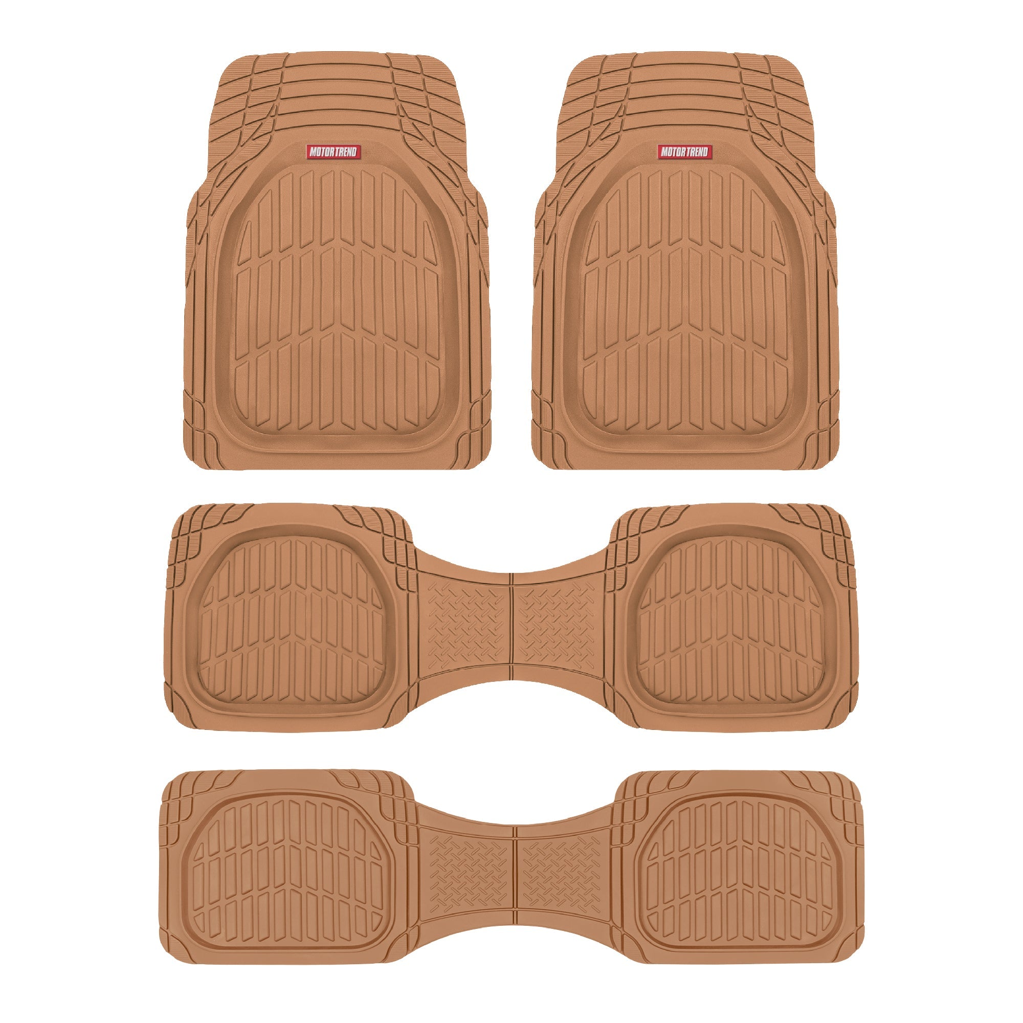 MotorTrend 4-Piece 3-Rows FlexTough Deep Dish Front Floor Mats, Middle Floor Mats, and Rear Floor Mat