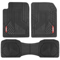MotorTrend 3-Piece Raised Ridge Multi-Channel Front Floor Mats and Rear Floor Mat - Heavy Duty, All Weather, Trim to Fit - Black