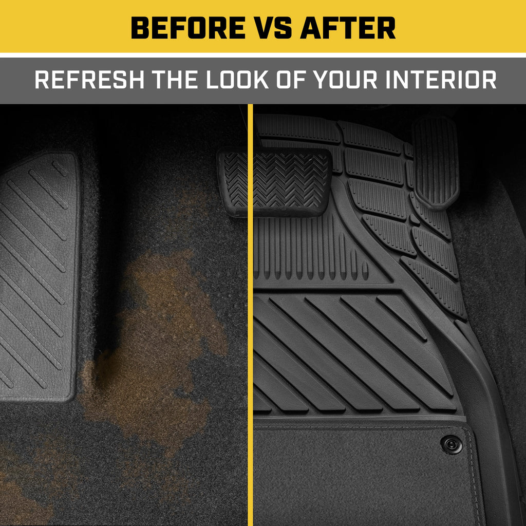 CAT 4-Piece Detachable Carpet Deep Dish Front Floor Mats and Rear Floor Mats - Heavy Duty, All Weather, Trim to Fit