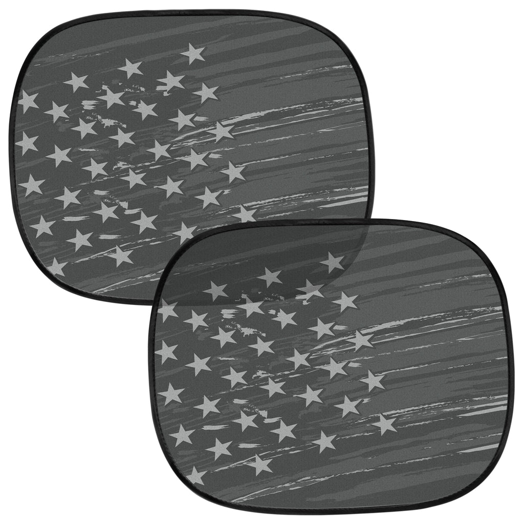 MotorTrend 2-Pack EasyCling American Vintage Black US Flag Window Sunshades (18" x 14")