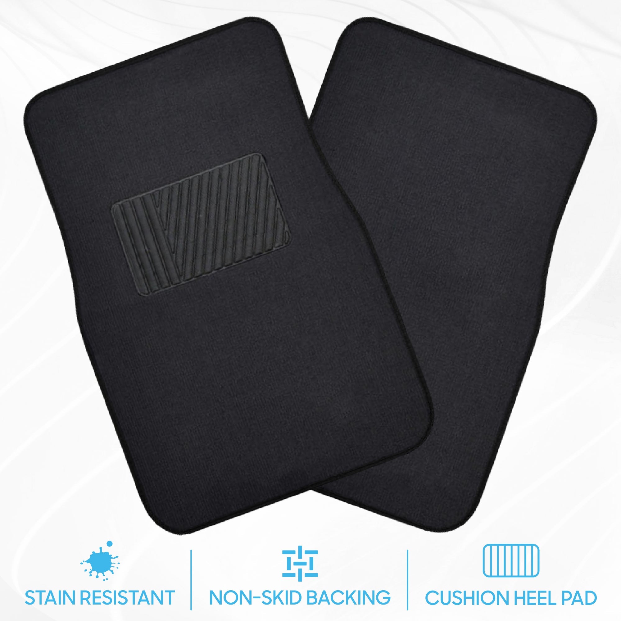 BDK 4-Piece Premium Carpet Non-Slip Heel Pad Front Floor Mats and Rear Floor Mats