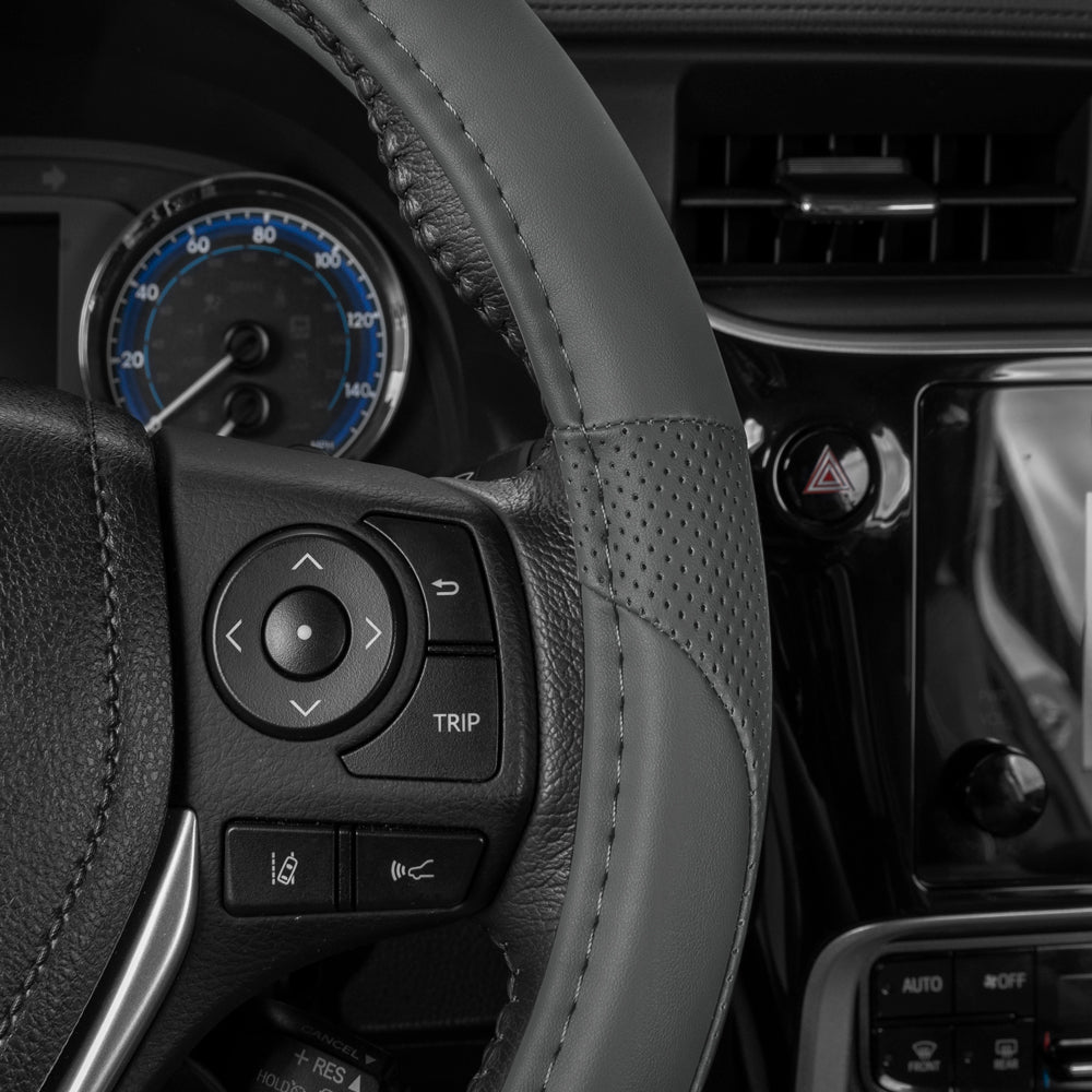 MotorTrend Soft Touch Perforated Microfiber Steering Wheel Cover (Fits 14.5" - 15.5")