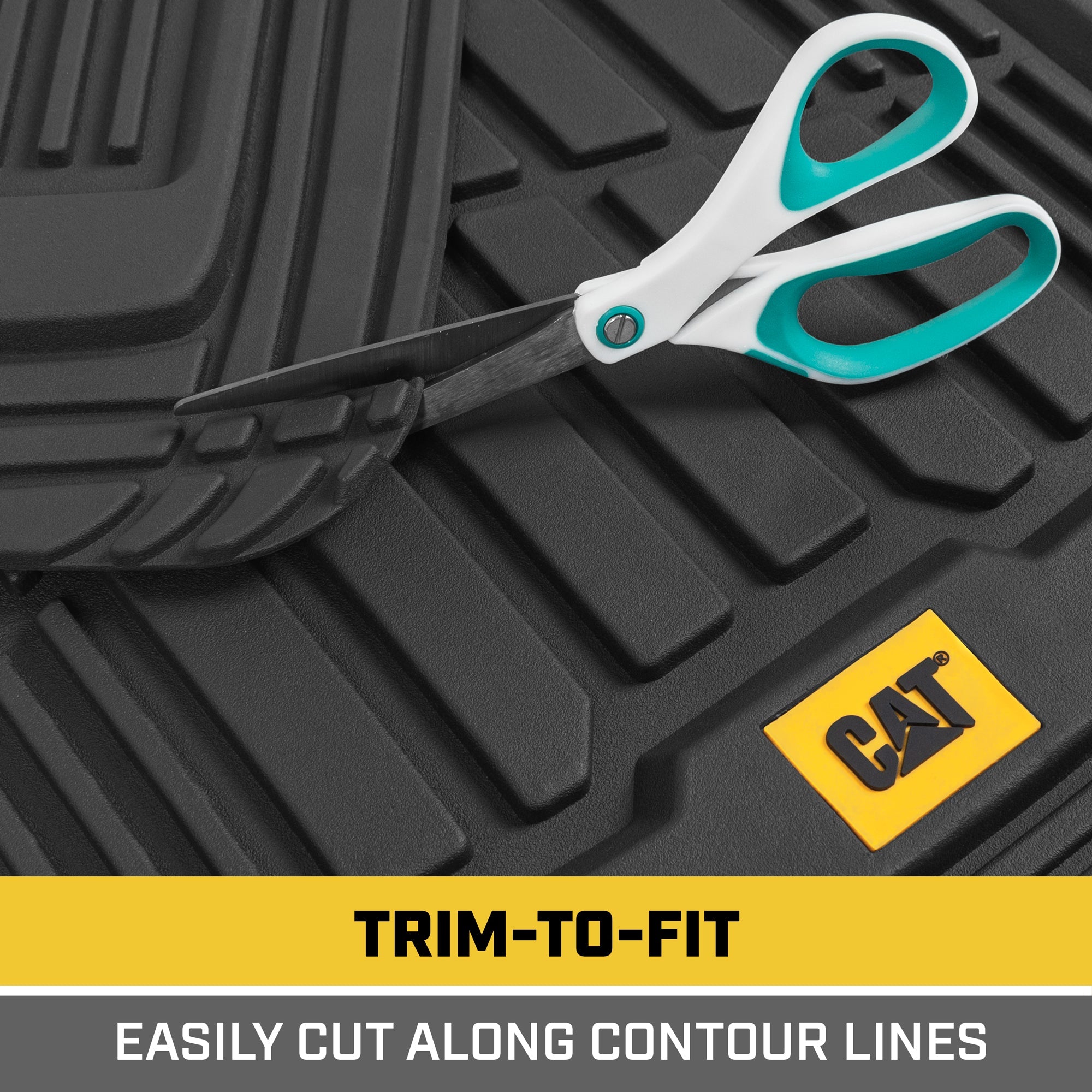 CAT 3-Piece ToughRide Rubber Front Floor Mats and Rear Floor Mats - Heavy Duty, All Weather, Trim to Fit