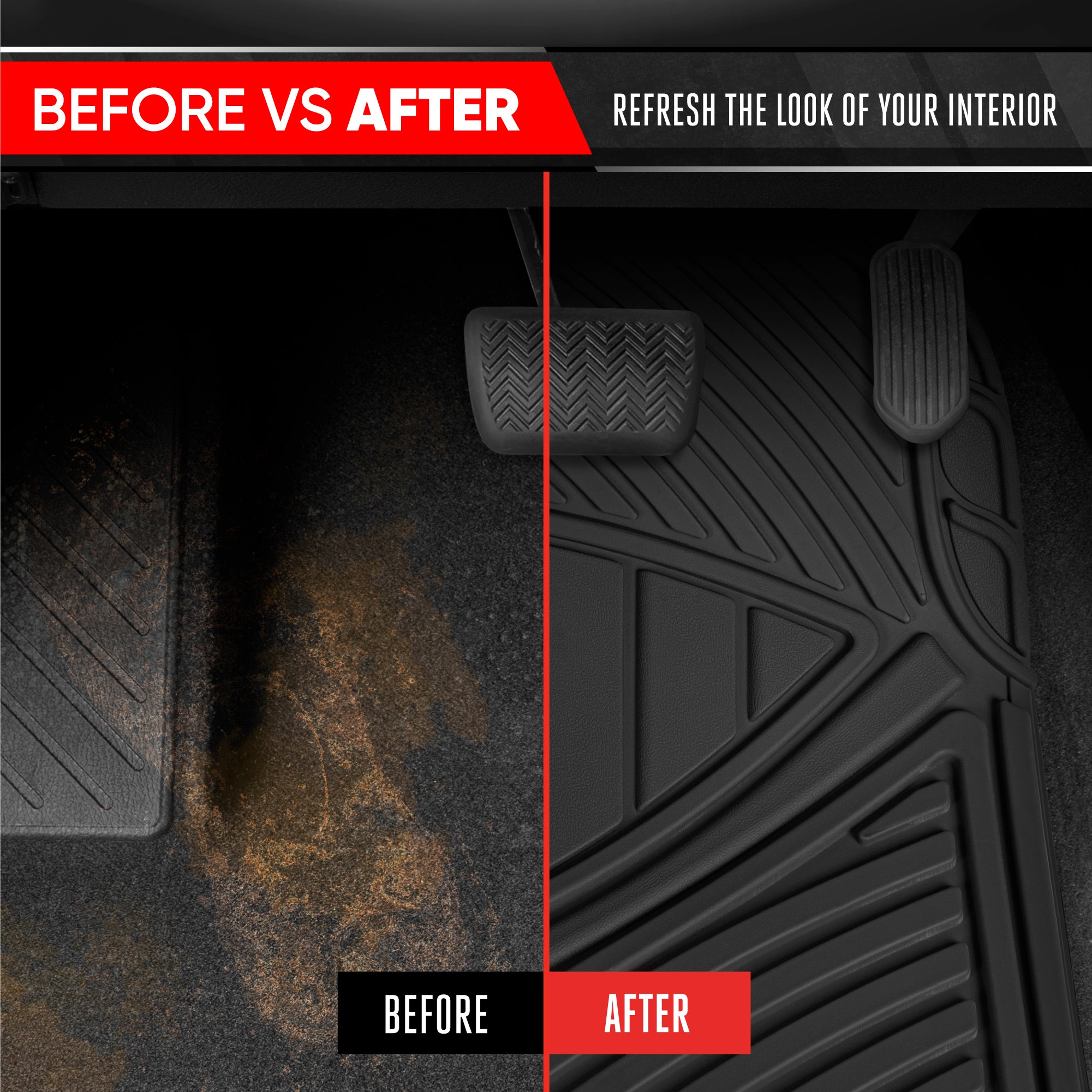 MotorTrend 4-Piece 3-Rows Extra-High Ridgeline Front Floor Mats, Middle Floor Mat, and Rear Floor Mat