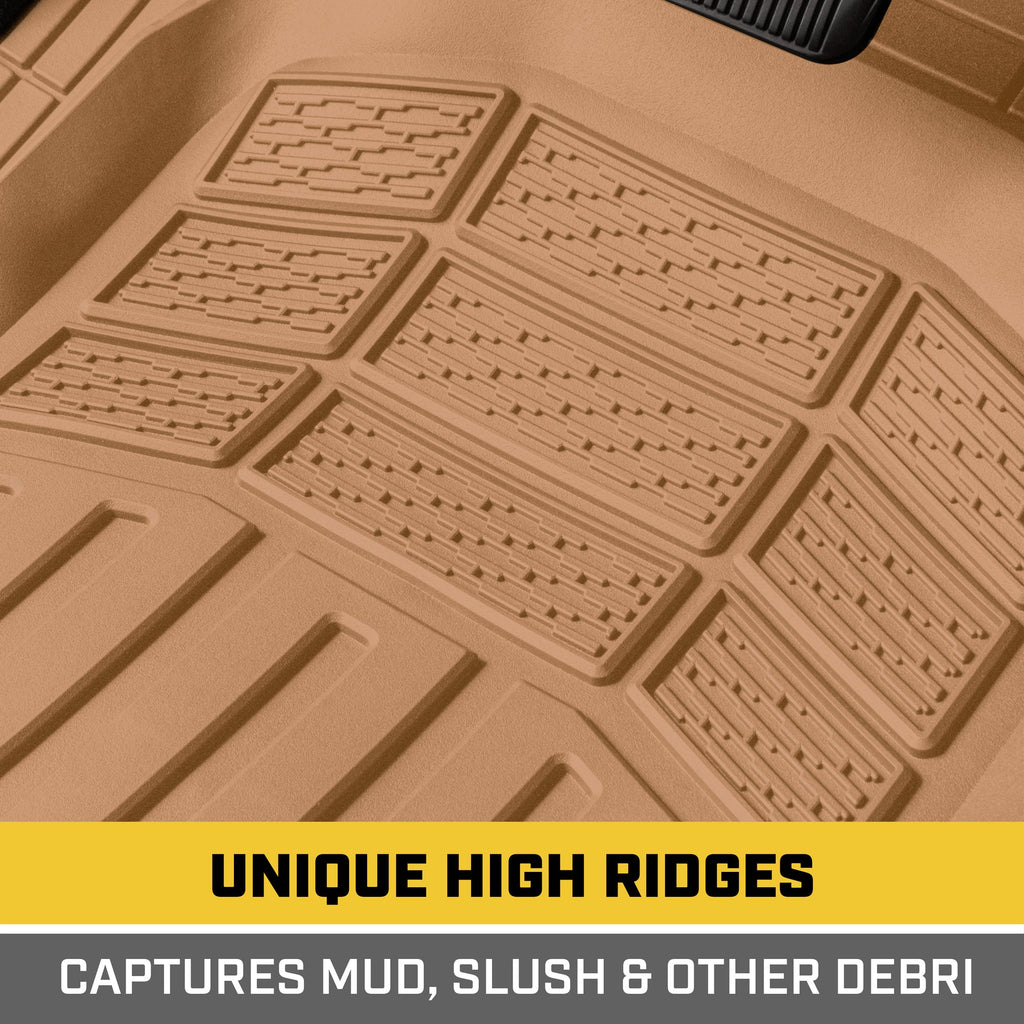 CAT 3-Piece Deep Dish Front Floor Mats and Rear Floor Mats - Heavy Duty, All Weather, Trim to Fit
