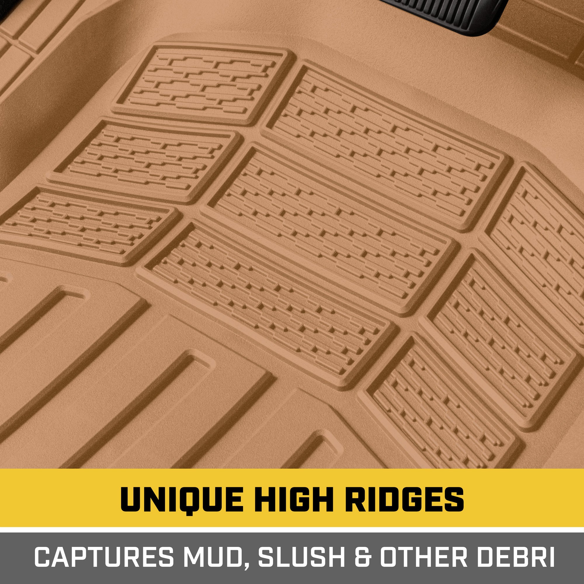 CAT 3-Piece Deep Dish Front Floor Mats and Rear Floor Mats - Heavy Duty, All Weather, Trim to Fit