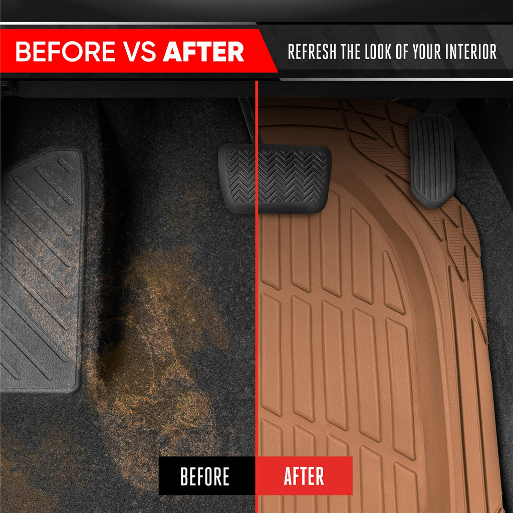 MotorTrend 4-Piece 3-Rows FlexTough Deep Dish Front Floor Mats, Middle Floor Mats, and Rear Floor Mat