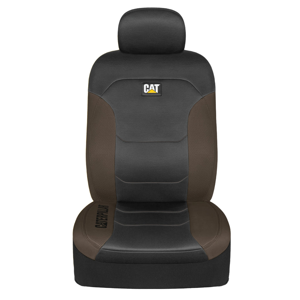 Cat® FlexFit™ Black Beige Seat Covers for Cars, Trucks, & SUV - Set of (2) Front Car Seat Cover Front Seat Protectors - Airbag Compatible Seat Covers for SUV Interior Covers & Seat Cover Accessories