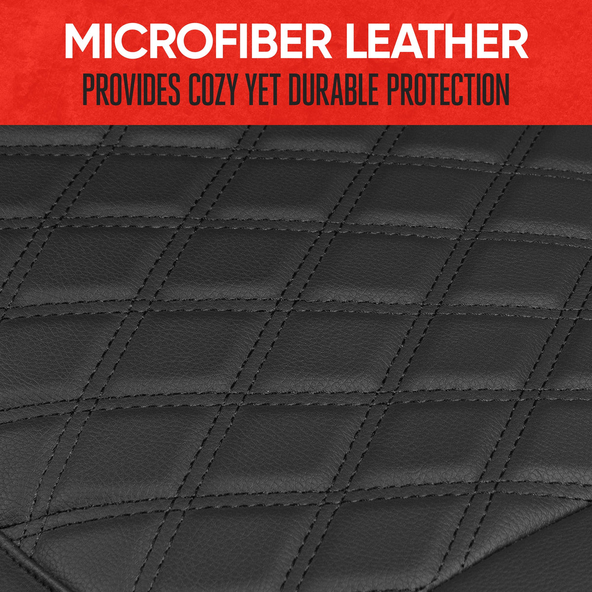 MotorTrend 2-Pack Padded Faux Leather Diamond Stitched Seat Covers with Front Storage Pockets