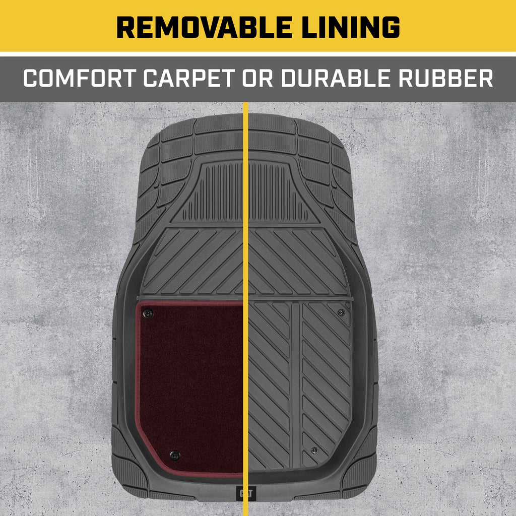 CAT 4-Piece Detachable Carpet Deep Dish Front Floor Mats and Rear Floor Mats - Heavy Duty, All Weather, Trim to Fit
