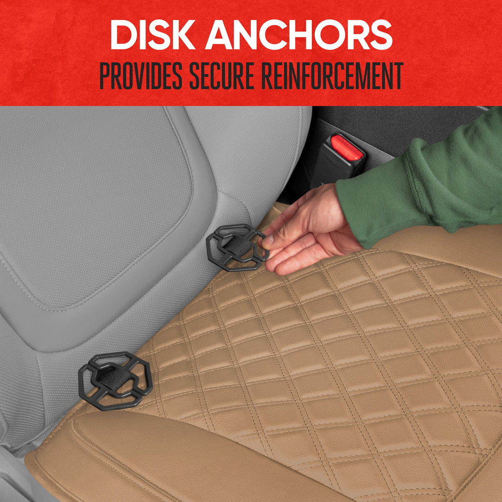 MotorTrend 2-Pack Padded Faux Leather Diamond Stitched Seat Covers with Front Storage Pockets