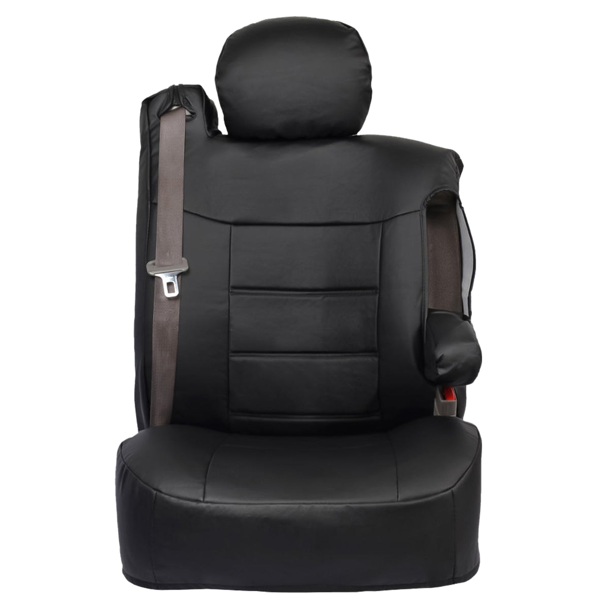 BDK 2-Pack Premium Faux Leather Front Seat Covers with Integrated Seatbelt and Armrest Covers