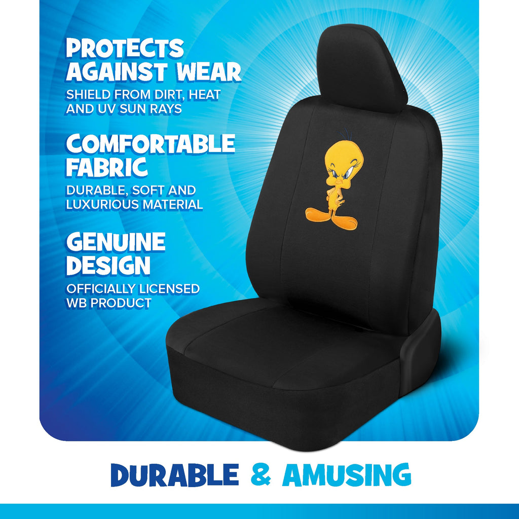 Warner Bros Looney Tunes 9-Piece Tweety Bird Front Seat Covers and Rear Seat Covers