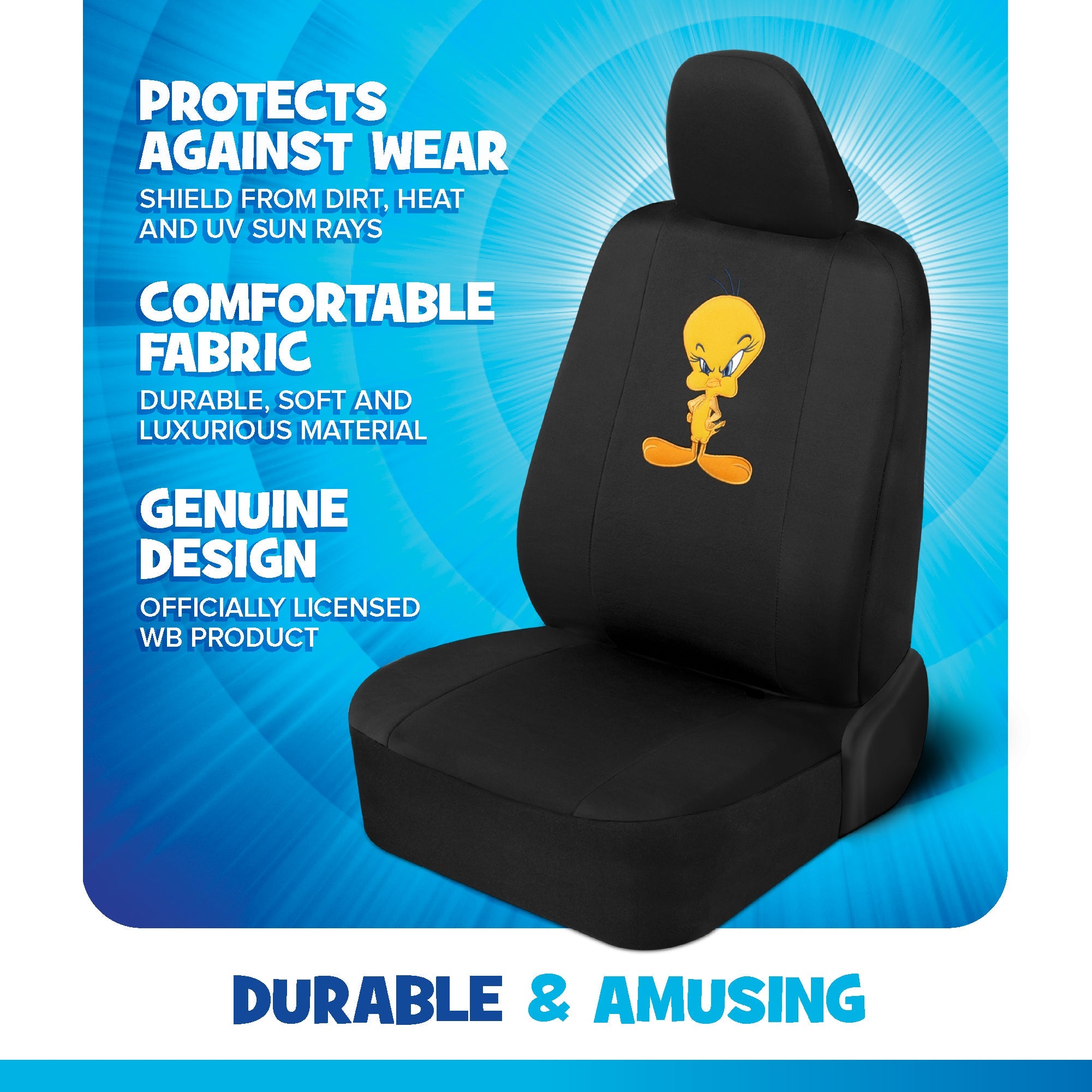 Warner Bros Looney Tunes 9-Piece Tweety Bird Front Seat Covers and Rear Seat Covers