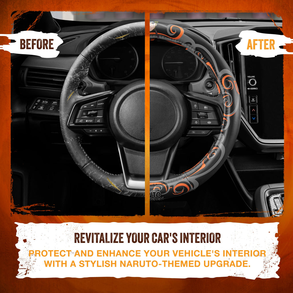 Naruto Shippuden Car Steering Wheel Cover, 15 Inch Anime Steering Wheel Cover, Cushioned Soft Comfortable Cover Anime Car Accessories for Men Women, Nine Tails