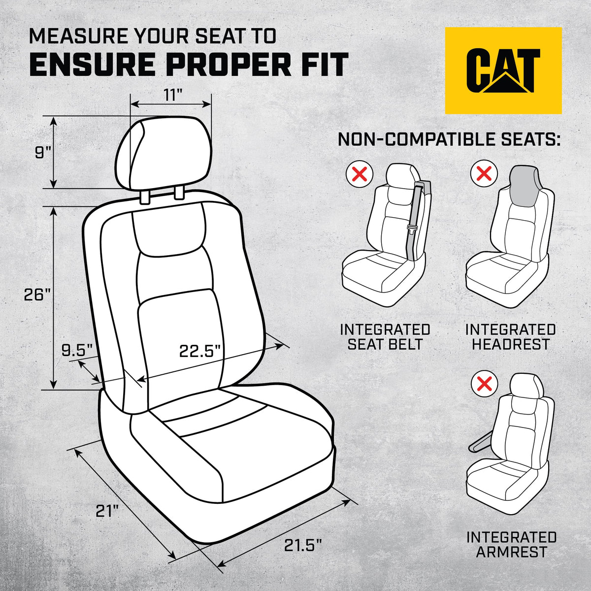 CAT Black & Blue Car Seat Covers Full Set – Front Seat Covers & Rear Bench Seat Cover – Airbag Compatible, 60/40 Split Bench for Trucks, Cars & SUVs – Automotive Interior Seat Protection Accessories --Alias 639034902301690571