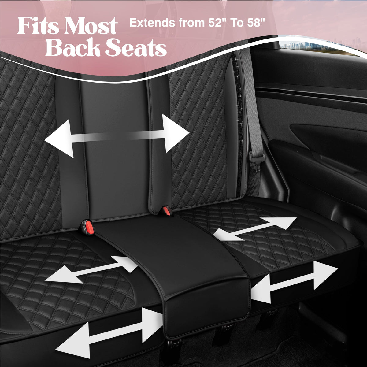 Carbella 7-Piece BlingStitch Rear Seat Covers - Black Crystals