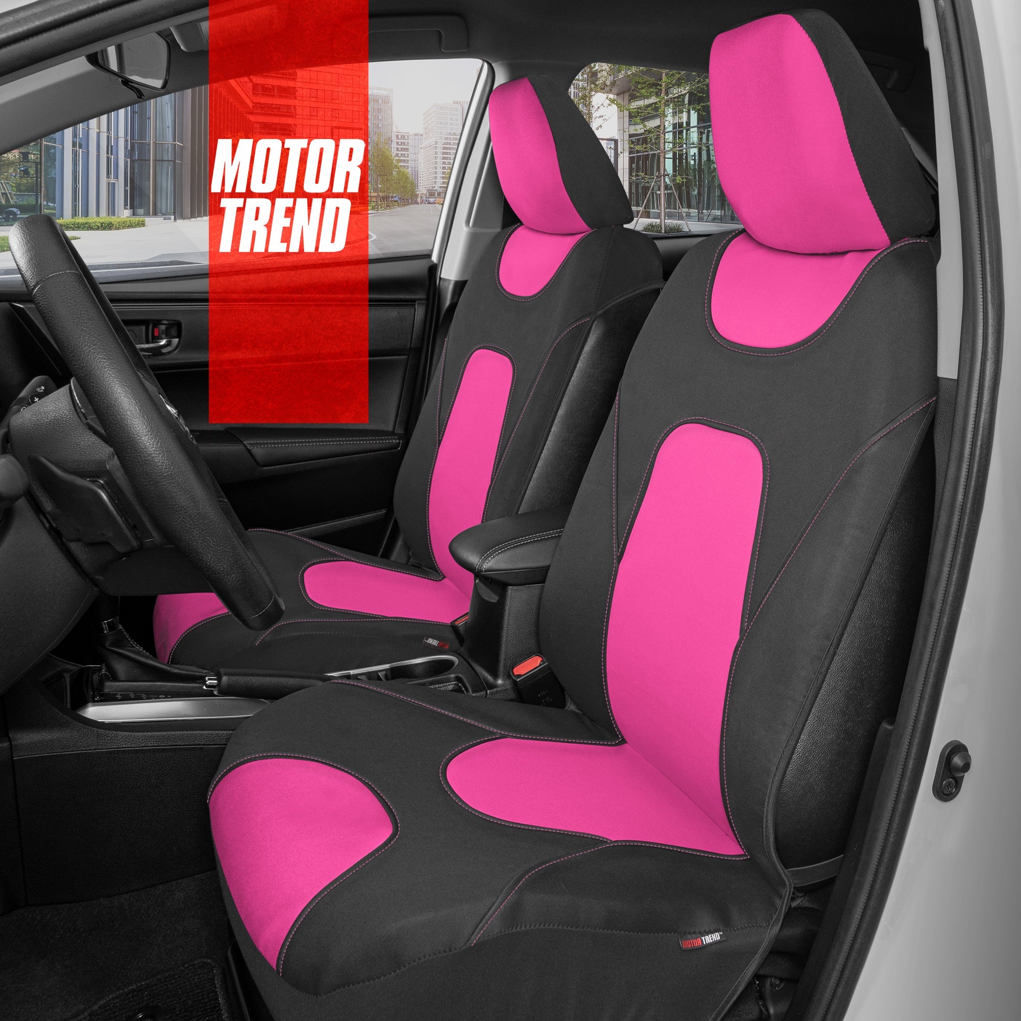 MotorTrend 2-Pack AquaShield Water-Proof Two-Tone Neoprene Front Seat Covers