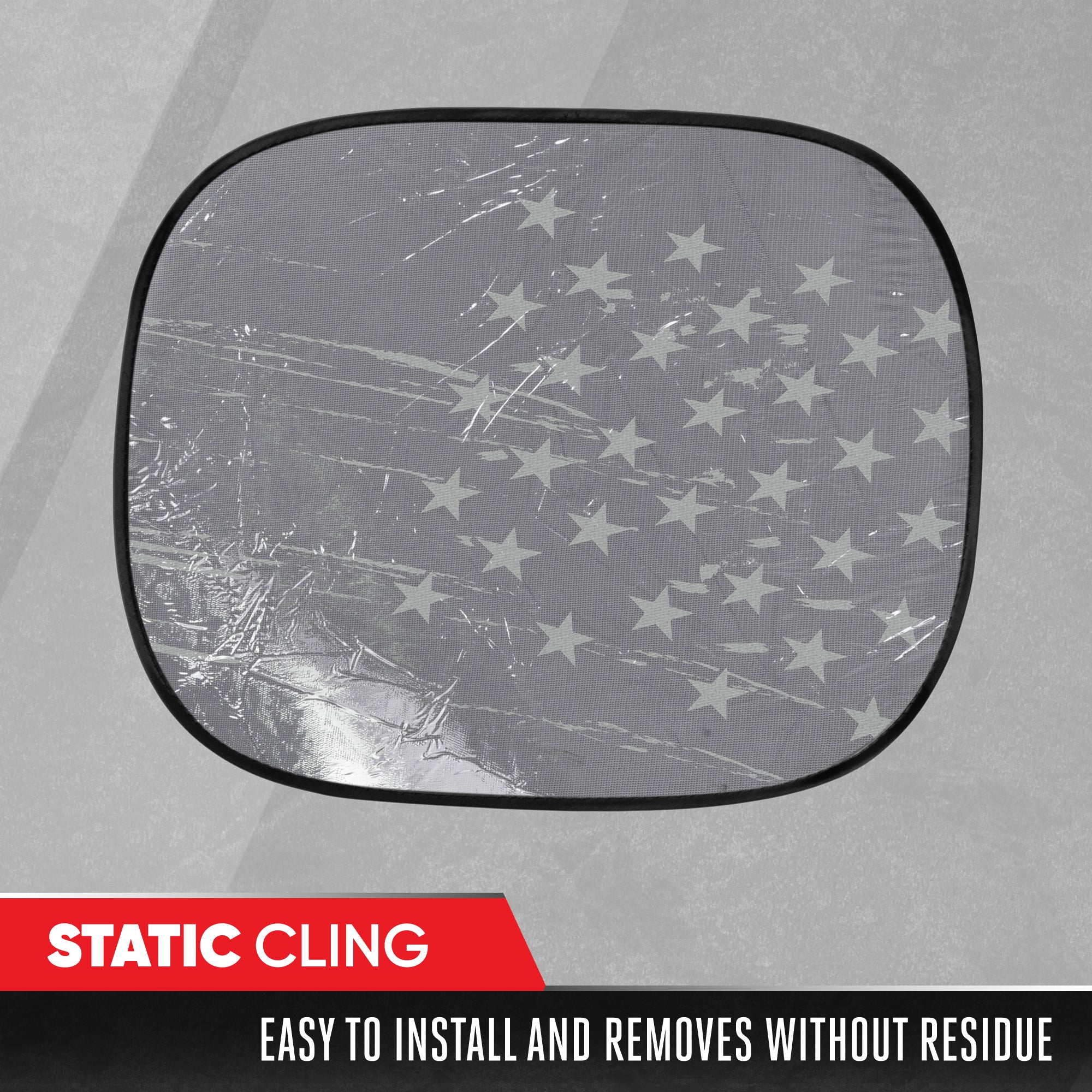 MotorTrend 2-Pack EasyCling American Vintage Black US Flag Window Sunshades (18" x 14")