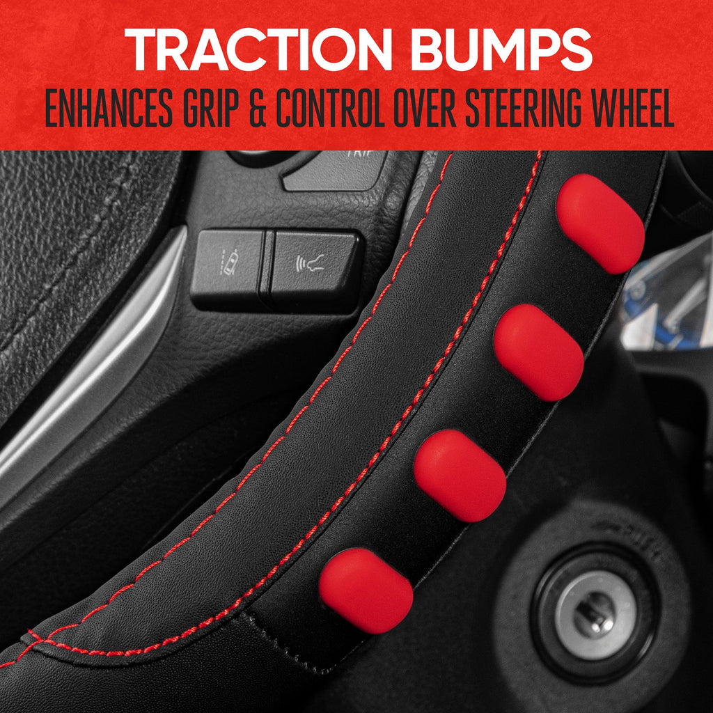 MotorTrend FlexGrip Steering Wheel Cover with Raised Bump Grips (Fits 14.5" - 15.5")