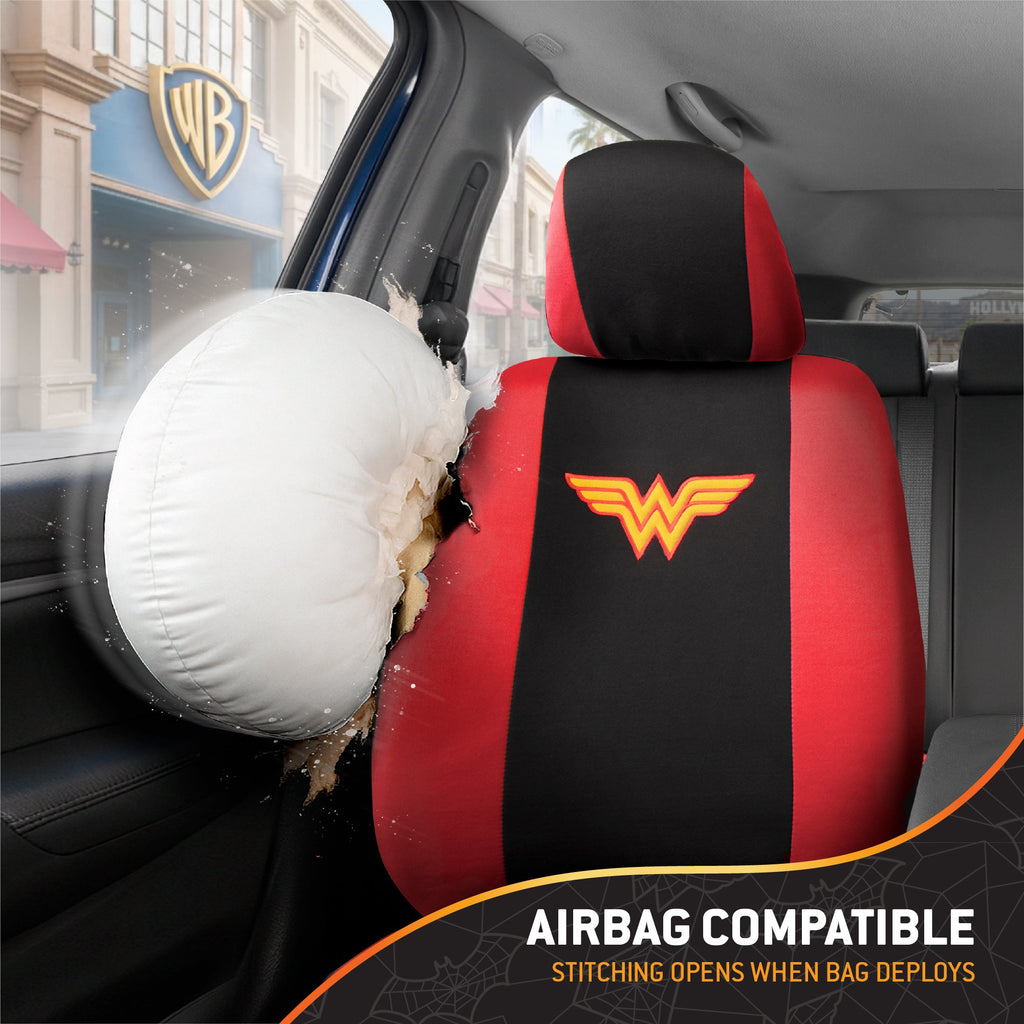 Warner Bros DC Comics 9-Piece Wonder Woman Front Seat Covers and Rear Seat Covers