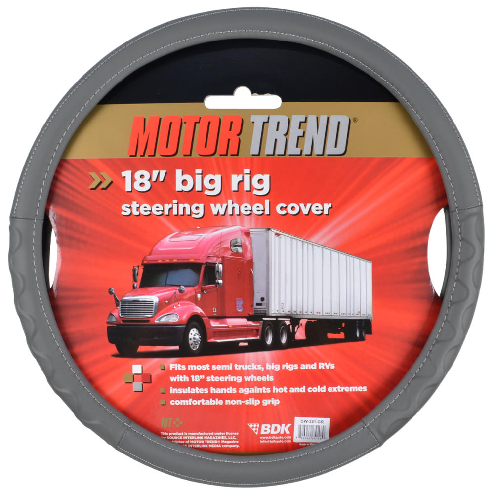 MotorTrend Faux Leather Steering Wheel Cover for Trucks, Semi-Trucks, RVs, Big Rigs, 18 Wheelers (Fits 18")