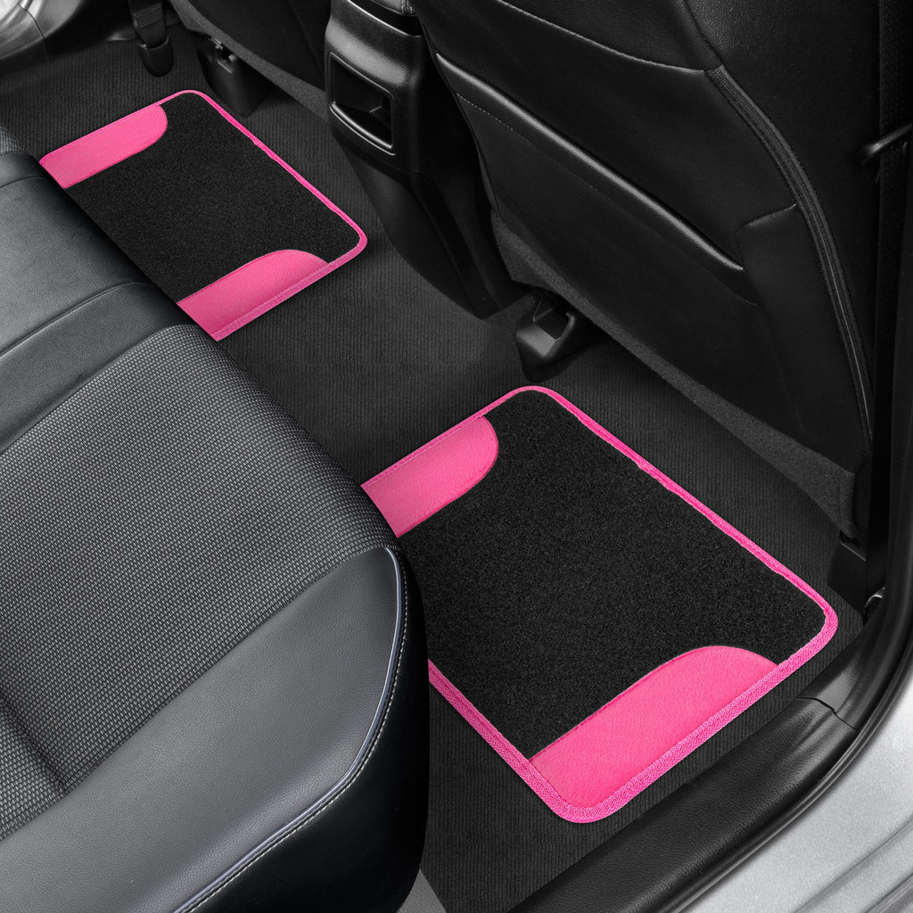 BDK 4-Piece Two-Tone Carpet Front Floor Mats and Rear Floor Mats with Heel Pad