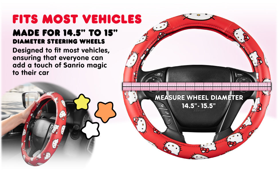 Carbella Sanrio Hello Kitty Original Steering Wheel Cover (Fits 14.5" - 15")