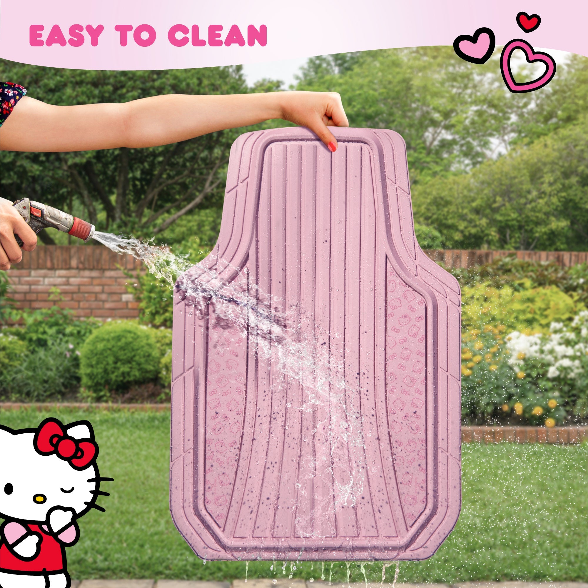 Hello Kitty Car Mats 4pc Floor Mats for Cars Trucks SUVs Pink Car Floor Mats for Women Men Accessories Rubber Heavy Duty Cute Non-Slip Always Front Rear Hello Kitty Car Accessories Pink/Pink