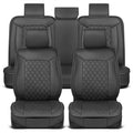 MotorBox 11-Piece Prestige Edition Premium Faux Leather Diamond Stitched Cushion Front Seat Covers and Rear Seat Covers - Black
