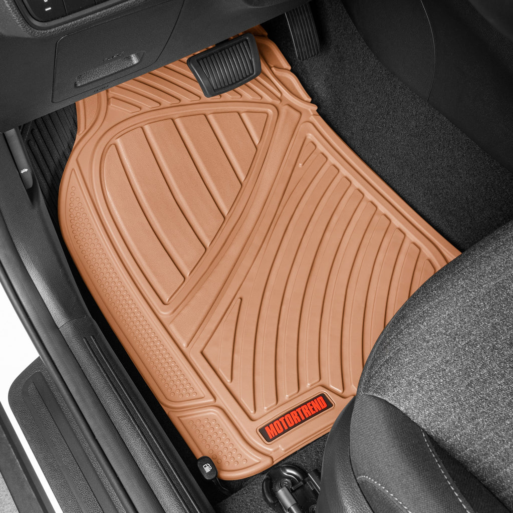 MotorTrend 3-Piece FlexTough Performance Deep Channel Front Floor Mats and Rear Floor Mat - Heavy Duty, All Weather, Trim to Fit
