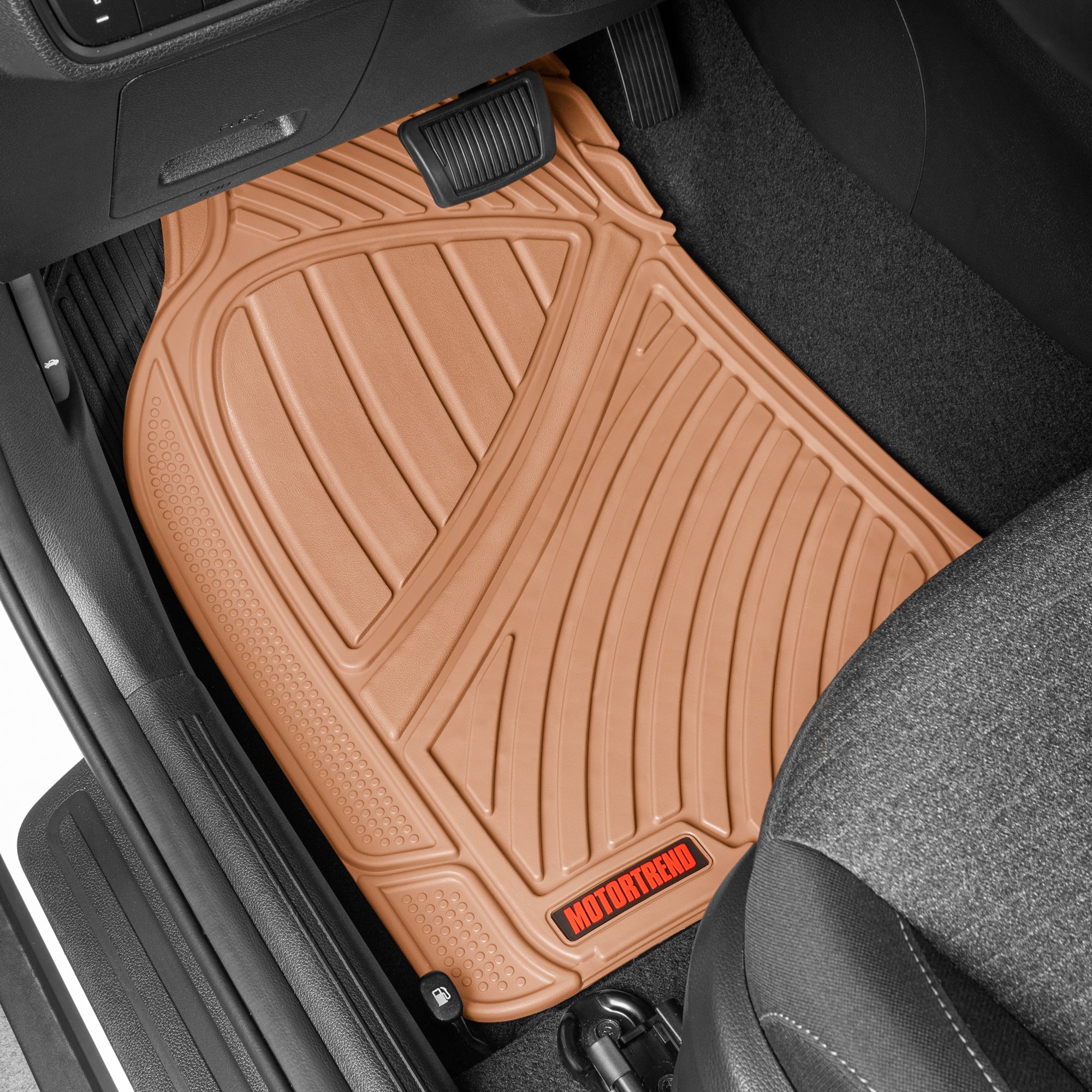 MotorTrend 3-Piece FlexTough Performance Deep Channel Front Floor Mats and Rear Floor Mat - Heavy Duty, All Weather, Trim to Fit