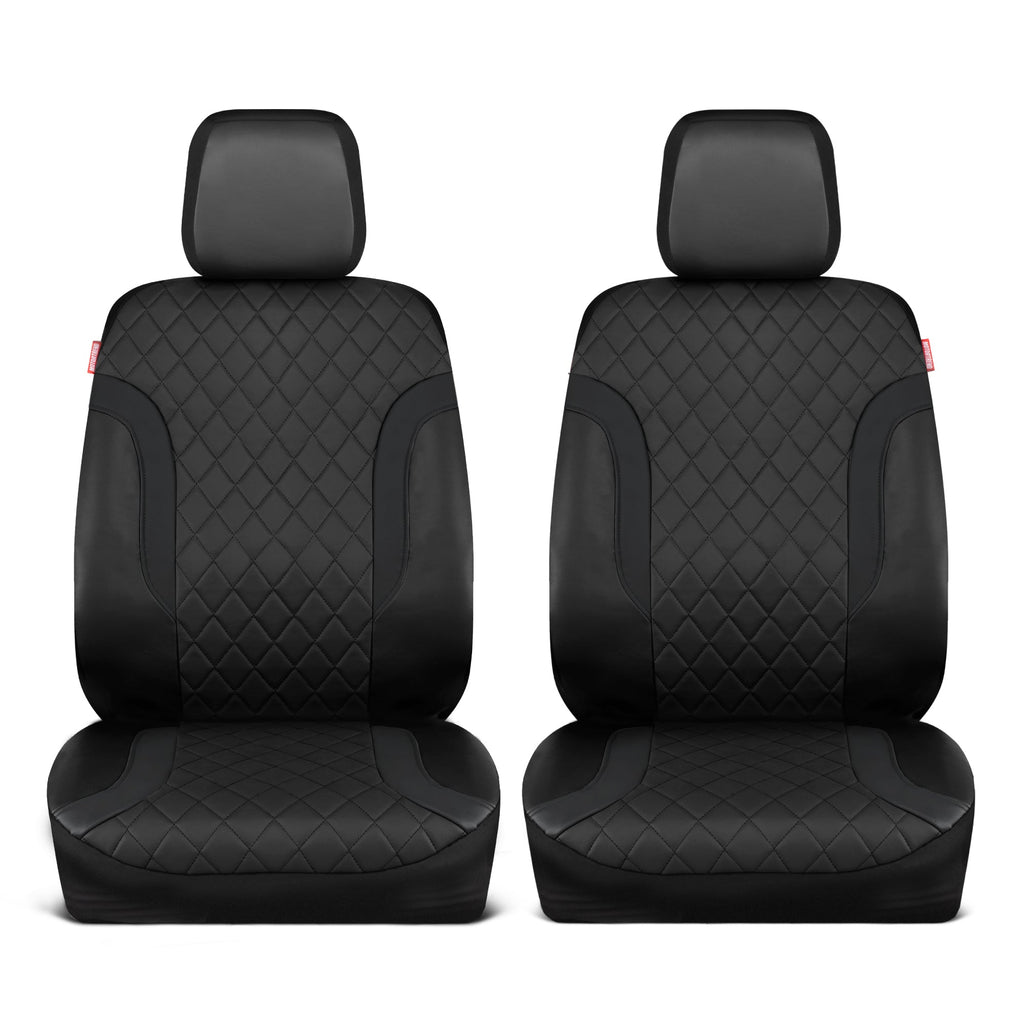 Motor Trend Faux Leather Seat Covers For Trucks, Cars, & SUV - Front Black Car Seat Cover Set - Universal Fit For Most Automotives - Forros Para Asientos De Carro - CarSeat Covers Accessories