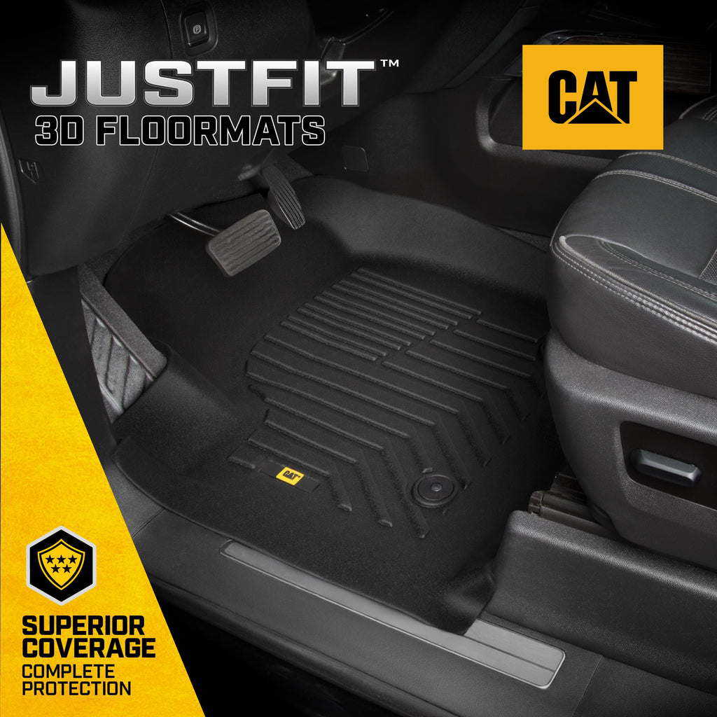 CAT® JustFit™ 3D Custom Fit Floor Mats Chevrolet Silverado 1500/GMC Sierra 2019-2026, Chevy Silverado 2500HD/3500HD Crew Cab/GMC Sierra 2500HD/3500HD Crew Cab 2020-26 Floor Liner Laser Measured Front