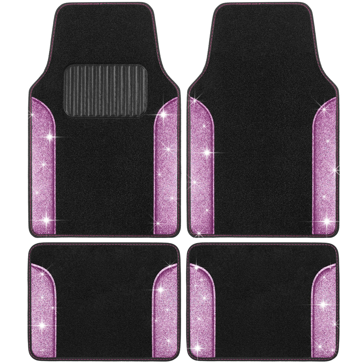 Carbella 4-Piece Sparkle Glitter Front Floor Mats and Rear Floor Mats