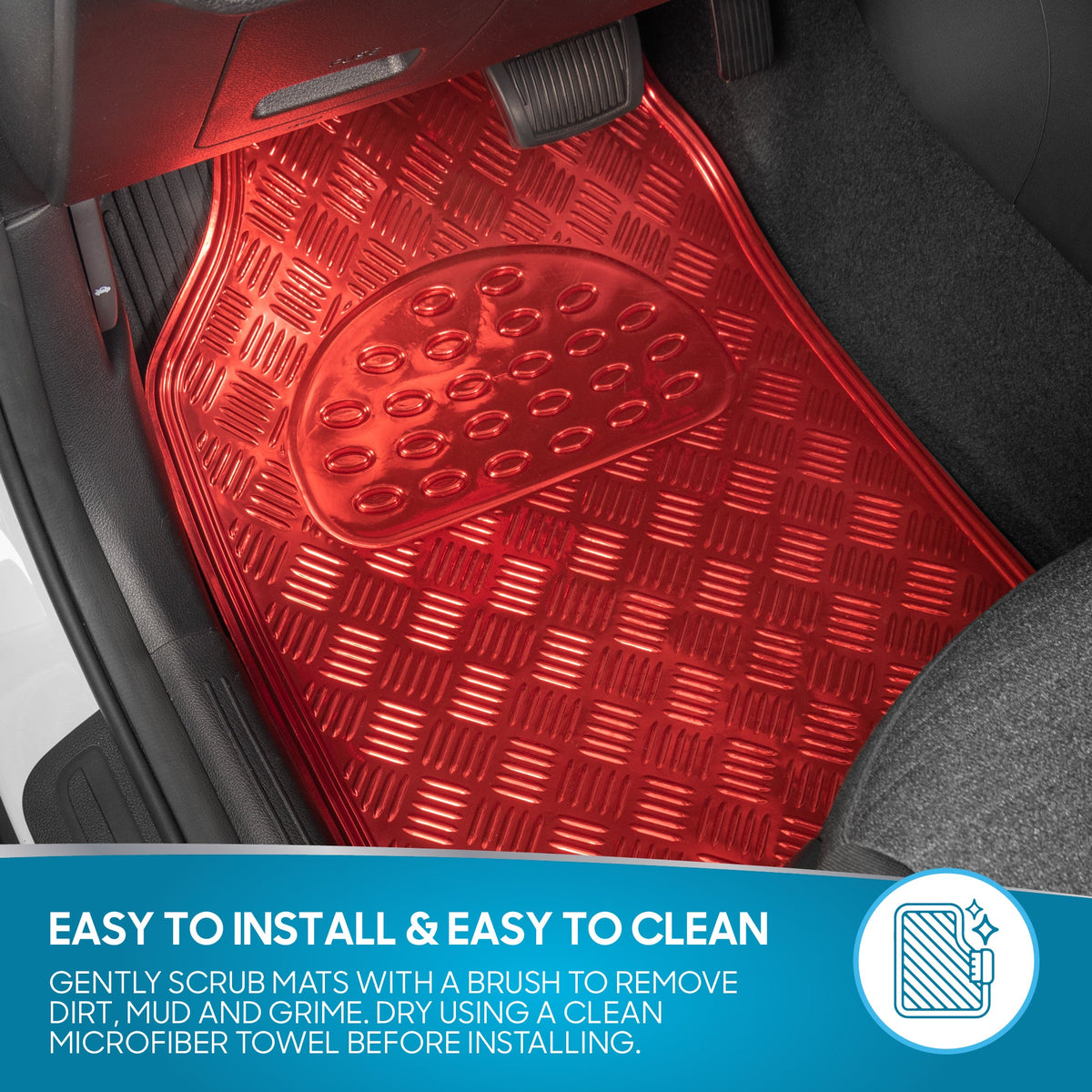 BDK 4-Piece Translucent Centered Cushioned Grip Pad Front Floor Mats and Rear Floor Mats - Heavy Duty, All Weather