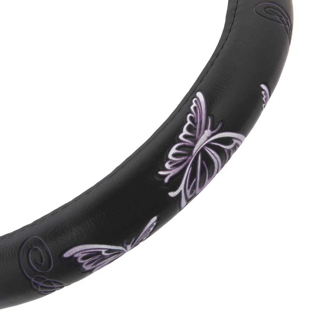 BDK 12-Piece Butterfly Front Seat Covers, Rear Seat Covers, Seat Belt Pads, and Steering Wheel Cover (Fits 14.5" - 15.5")