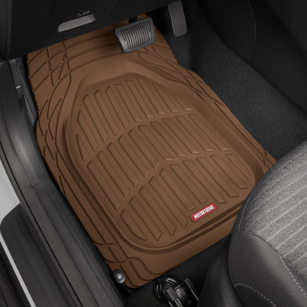 MotorTrend 3-Piece FlexTough Deep Dish Front Floor Mats and Rear Floor Mat - Heavy Duty, All Weather, Trim to Fit