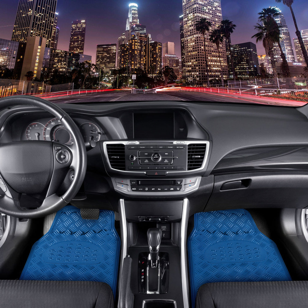 BDK 3-Piece Translucent Metallic-Look Front Floor Mat and Rear Floor Mat - Heavy Duty, All Weather