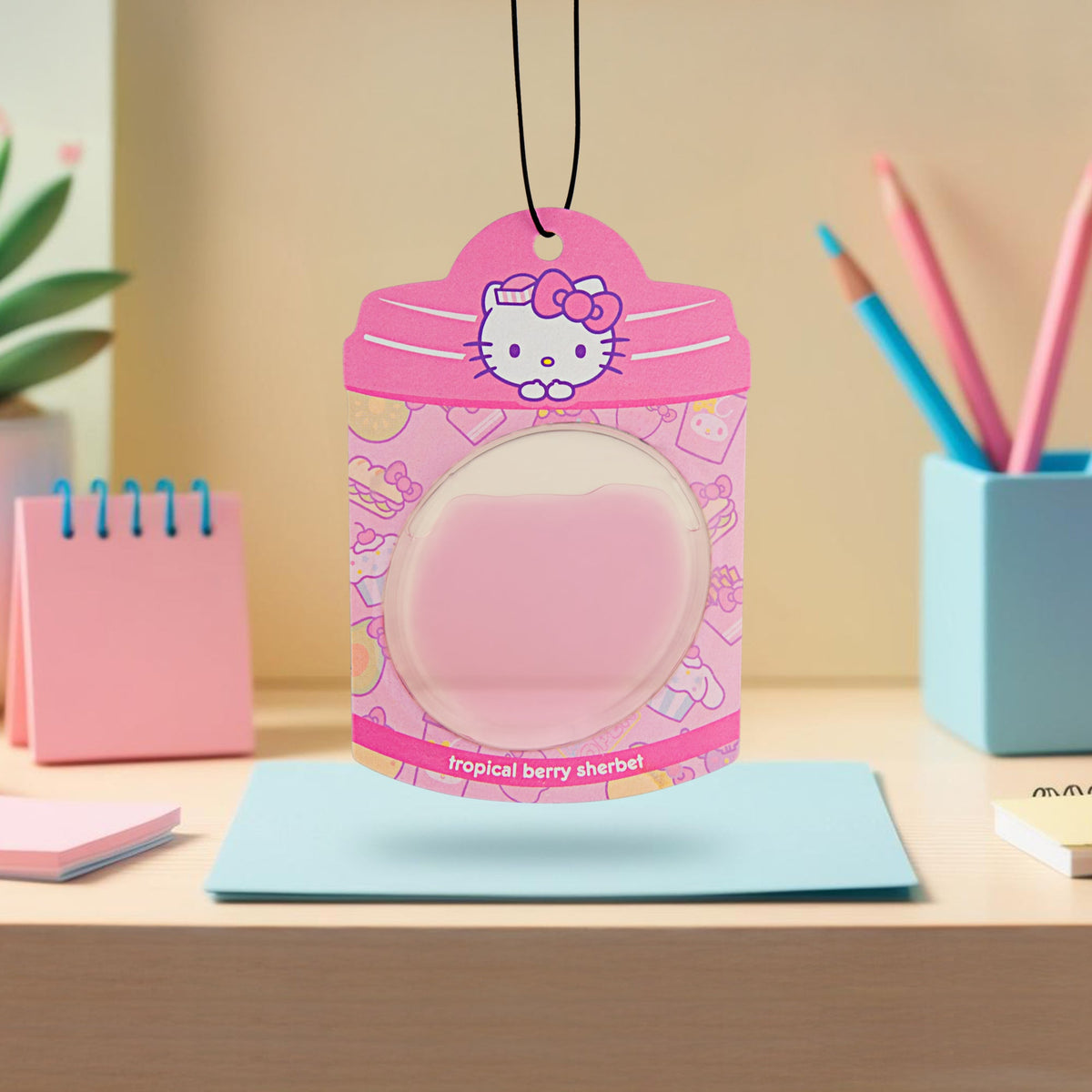 Hello Kitty and Friends Car Air Freshener (Hello Kitty - Tropical Berry Sherbet) Hanging Gel Area Deodorizer, Long-Lasting Car Scents Air Freshener, Cute Automotive Sanrio Accessories Decor, 2-Pack