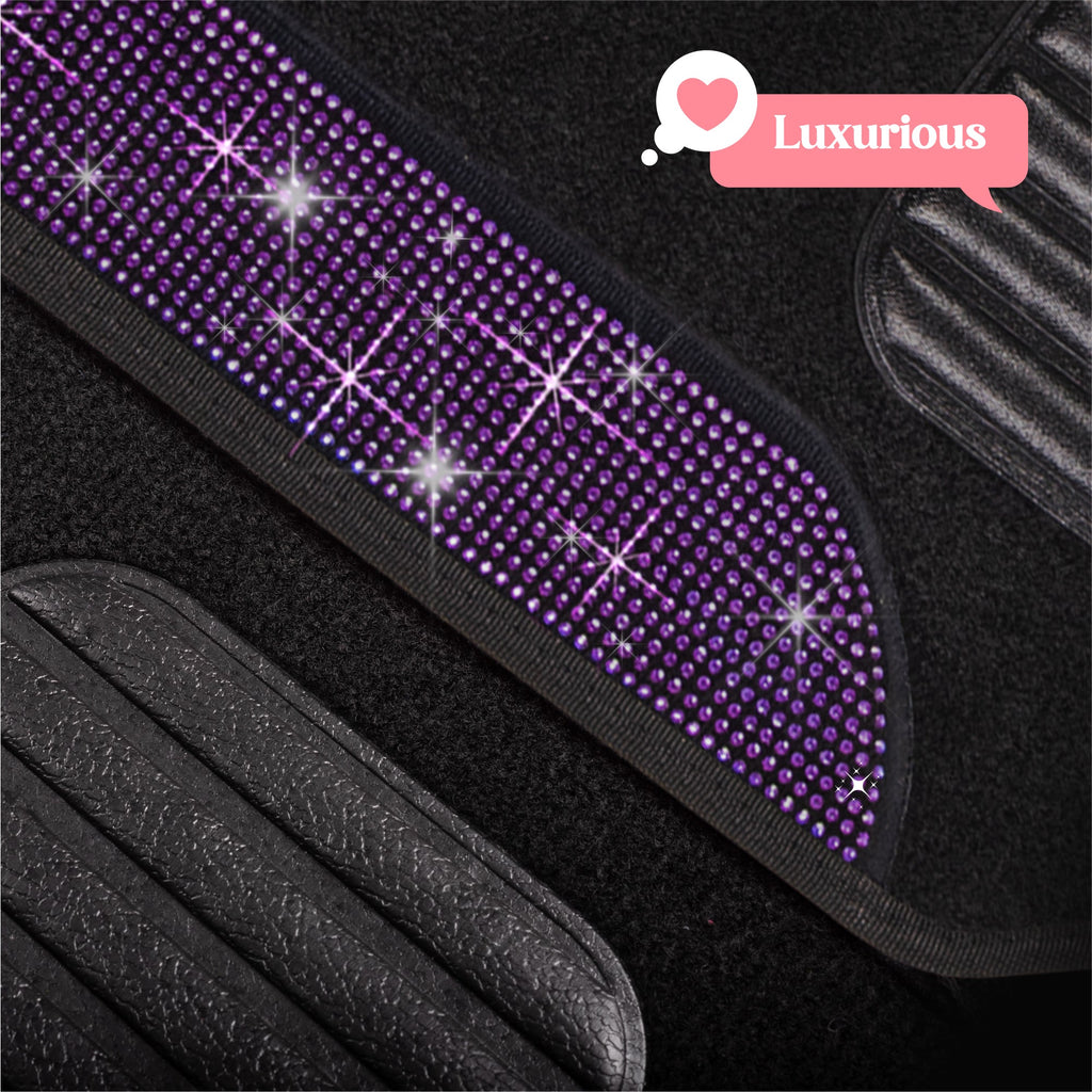 Carbella 4-Piece Diamond Bling Front Floor Mats and Rear Floor Mats - Purple