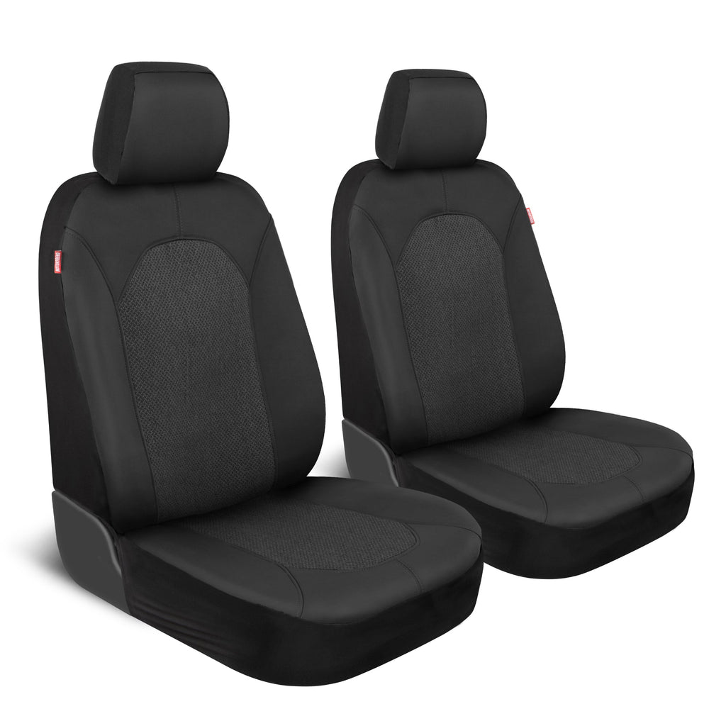 Motor Trend Black Car Seat Covers Set - 2 Front Seats – Spill-Proof Neoprene CarSeat Cover Protector for Cars – Automotive Car Accessories Interior Covers for SUV & Small Trucks – Semi Universal Fit