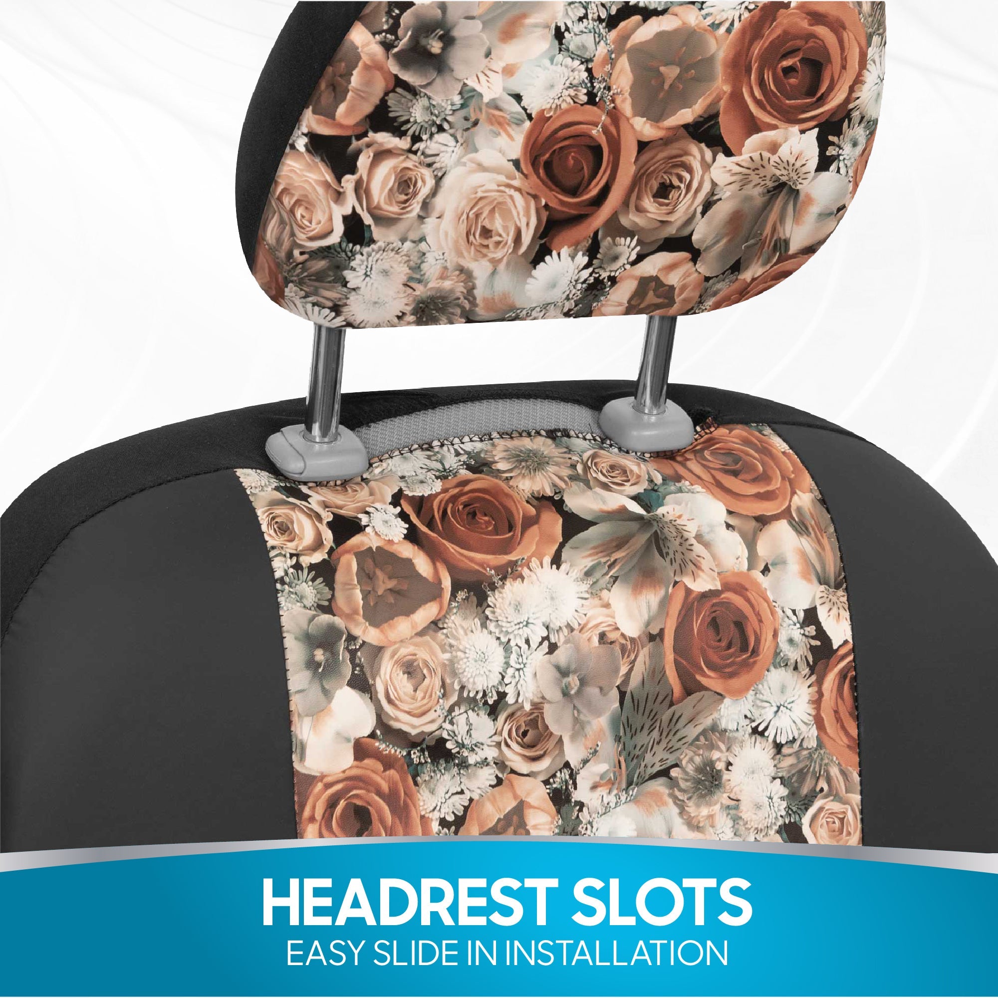 BDK 2-Pack Dusty Rose Floral Front Seat Covers