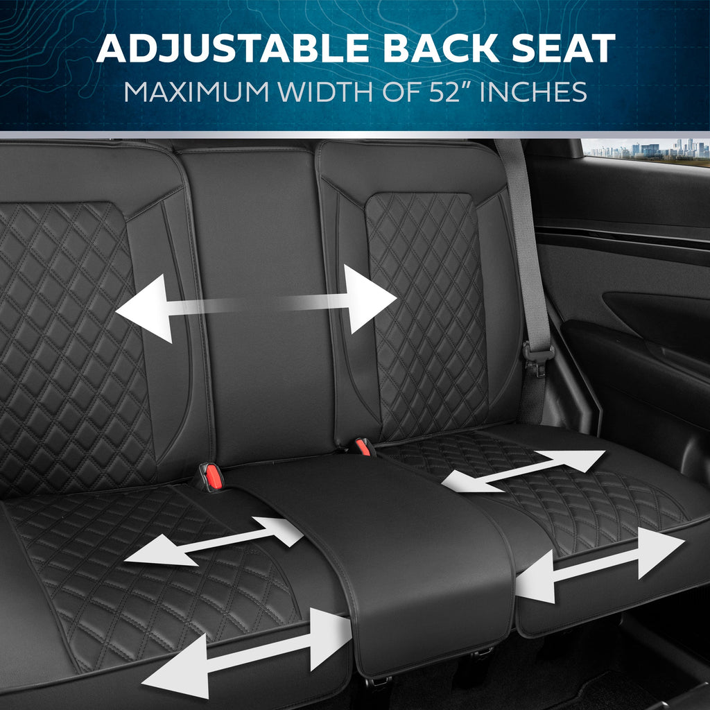 MotorBox 7-piece Prestige Edition Premium Faux Leather Diamond Stitched Cushion Rear Seat Covers